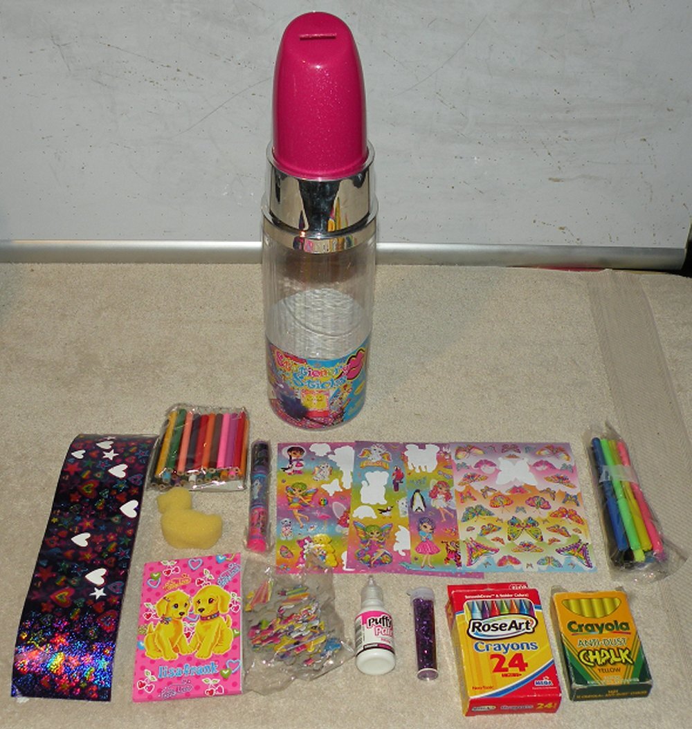 Lisa Frank Stationary Sticks Giant 15+ Inch Lip Stick Bank Plastic Incomplete